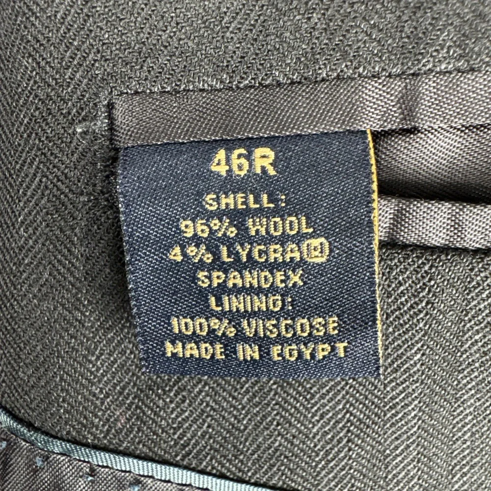 Brooks Brothers Stretch Mens Black Blazer Suit Jacket 46R Wool Blend Office